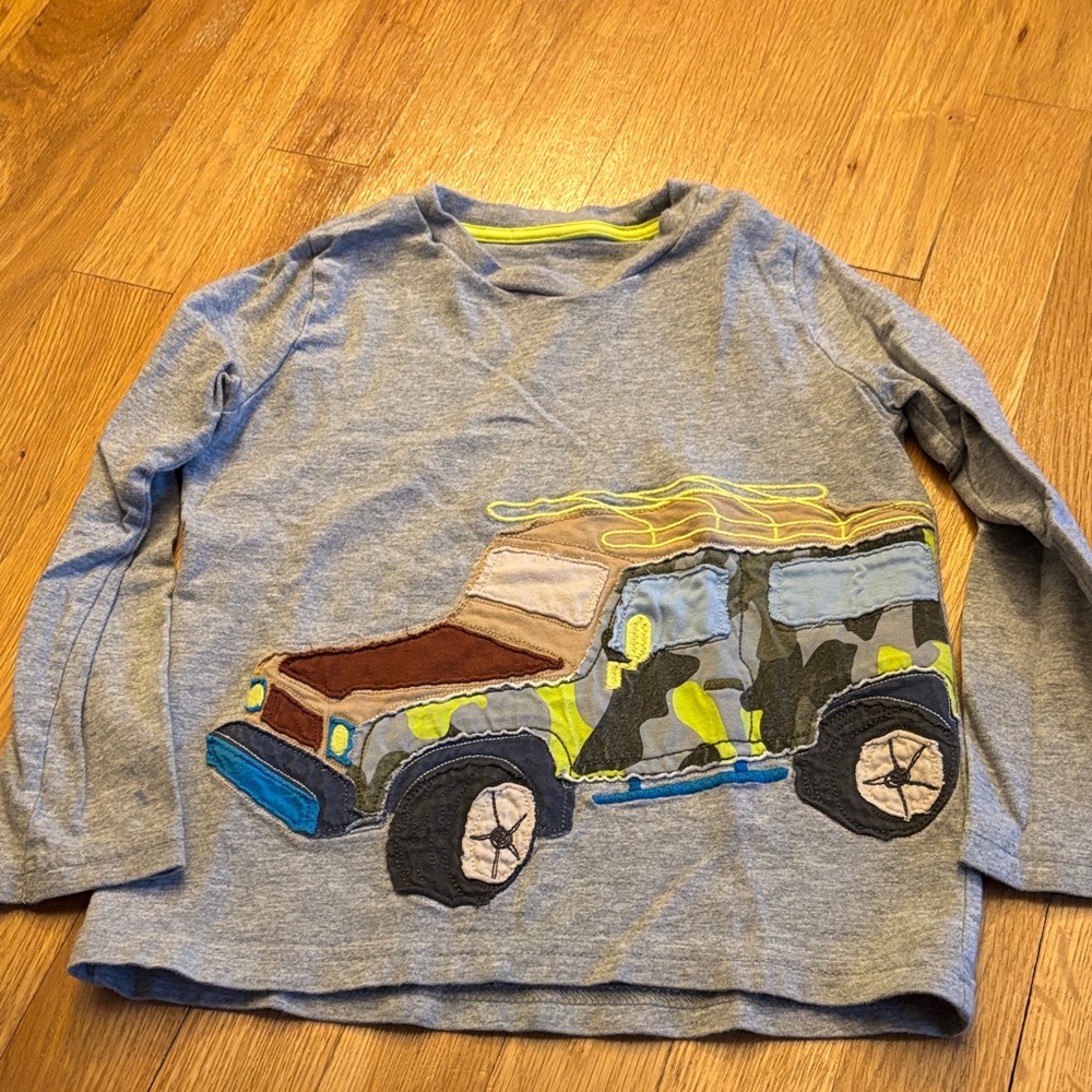 Mini Boden Gray Long Sleeve Tee with Car Design
